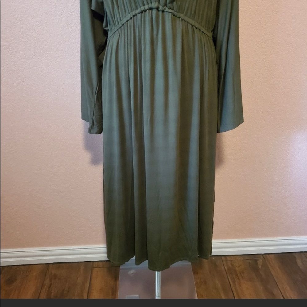 Babakul Olive Green Long Sleeve Wrap Top Dress - Picture 3 of 3